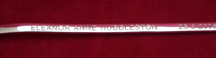 Engraved stem of Christening spoon